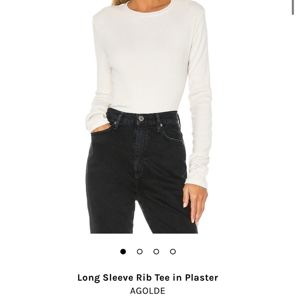 ISO AGOLDE Long Sleeve Rib Tee in Plaster Xs